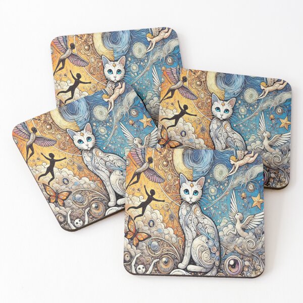 Item preview, cat with angels and eyes around him designed and sold by anarojas96.