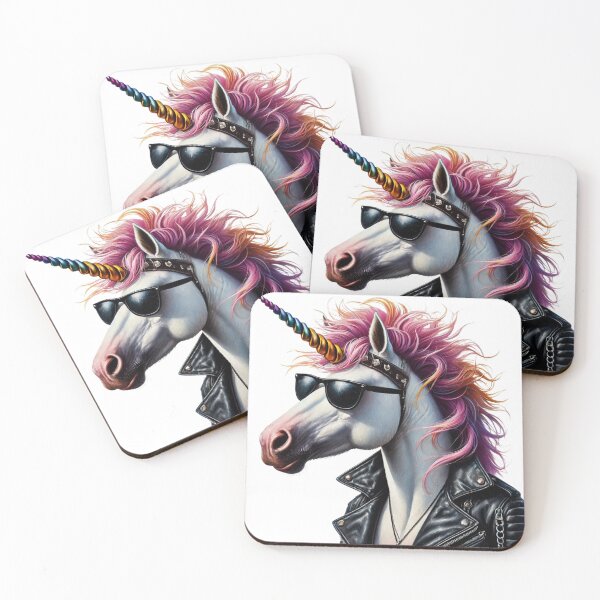 Item preview, Animal Spirit - Unicorn wearing Black Leather Jacket, Rockstar designed and sold by erkabees.
