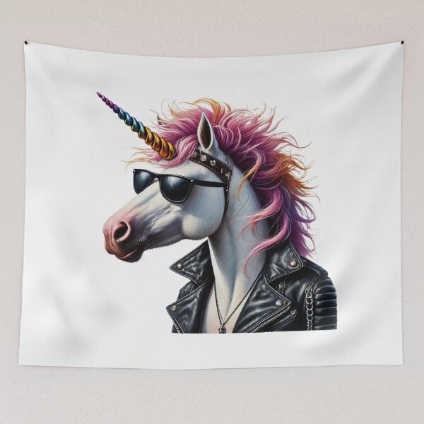 Item preview, Animal Spirit - Unicorn wearing Black Leather Jacket, Rockstar designed and sold by erkabees.