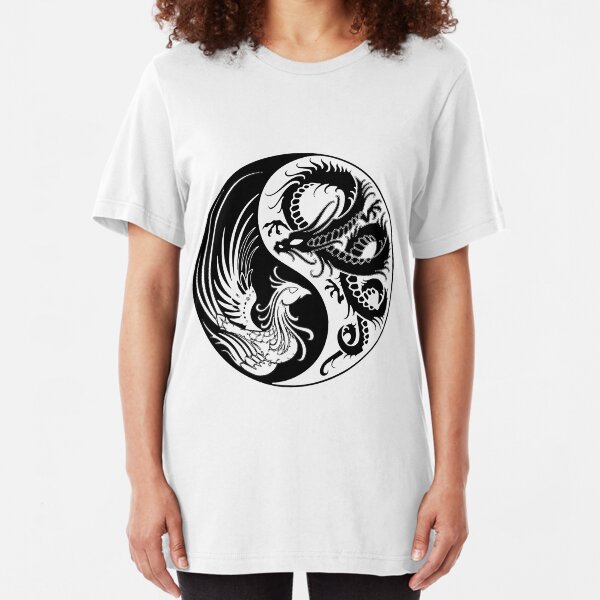 Dragon Phoenix ying yang Slim Fit T-Shirt