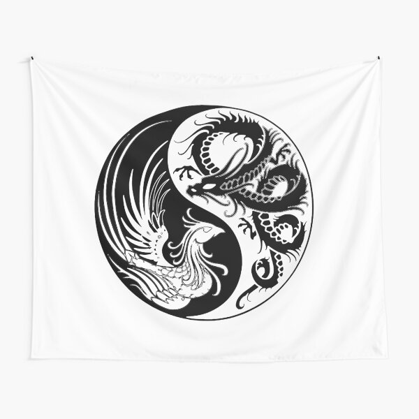 Dragon Phoenix ying yang Tapestry