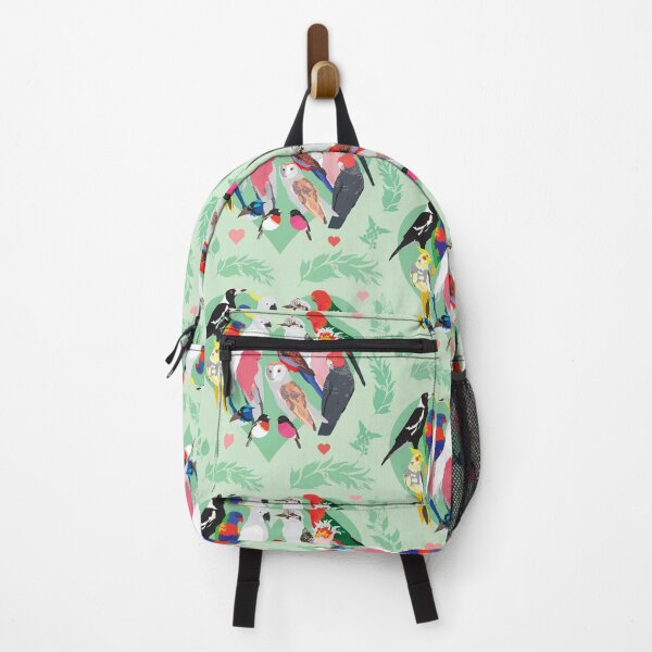 Item preview, Australian birds hearts leaves green pink designed and sold by blueidesign.