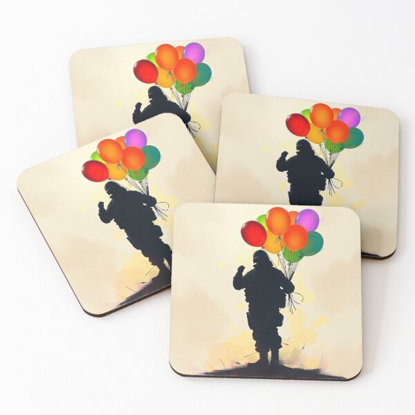 Item preview, Silhouette of Army Man with Balloons designed and sold by AgingeR.