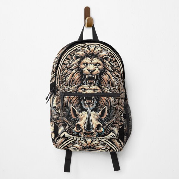 Item preview, kravenn Roaring lion with hunting rhino skull designed and sold by DGVO.