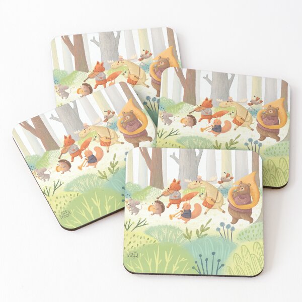 Item preview, Spring design with cute forest animals marching and playing music instruments in the forest designed and sold by volhakaliaha.
