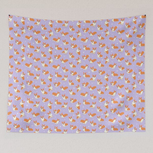 Item preview, cute red corgis on a light purple background designed and sold by burbura.