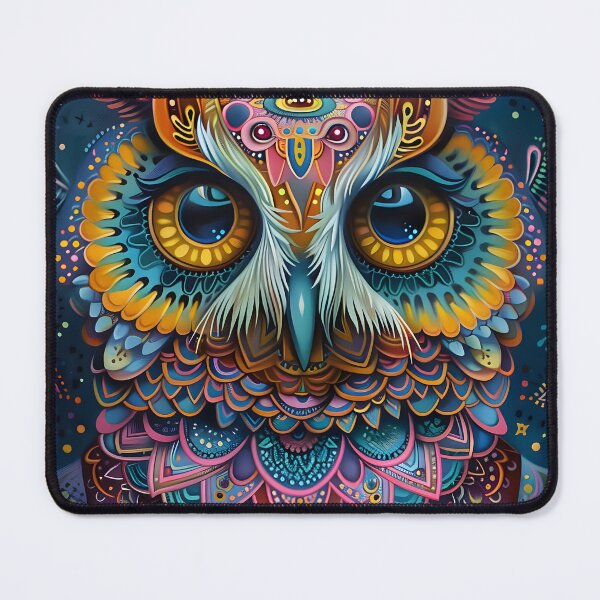 Item preview, Vibrant and intricate owl with celestial patterns designed and sold by Artessie.