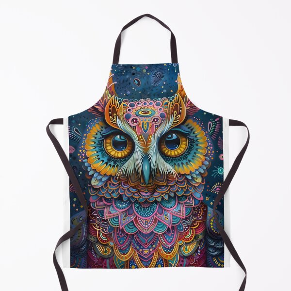 Item preview, Vibrant and intricate owl with celestial patterns designed and sold by Artessie.