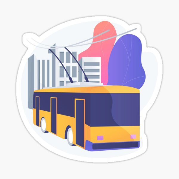 Aperçu de l'œuvre Dessin d'un trolleybus dans la ville créée et vendue par ChernivtsiSkoda.