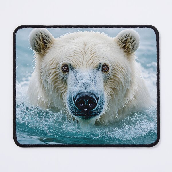 Item preview, Close-up of a majestic polar bear swimming forward designed and sold by Artessie.