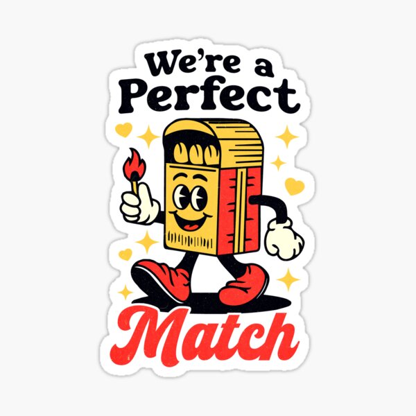 Artikel-Vorschau von Wir sind ein perfektes Match-Design für den lustigen Valentinstag, lustiges Liebesgeschenk für die Liebste, Streichholzschachtel mit Licht, designt und verkauft von eatmorvelopator.
