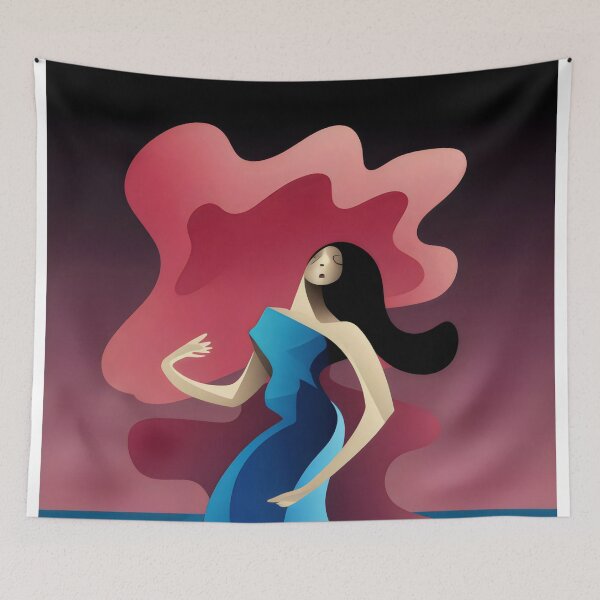 Item preview, Graceful Motion: Woman in Blue and Red Harmony designed and sold by SplashTastic.