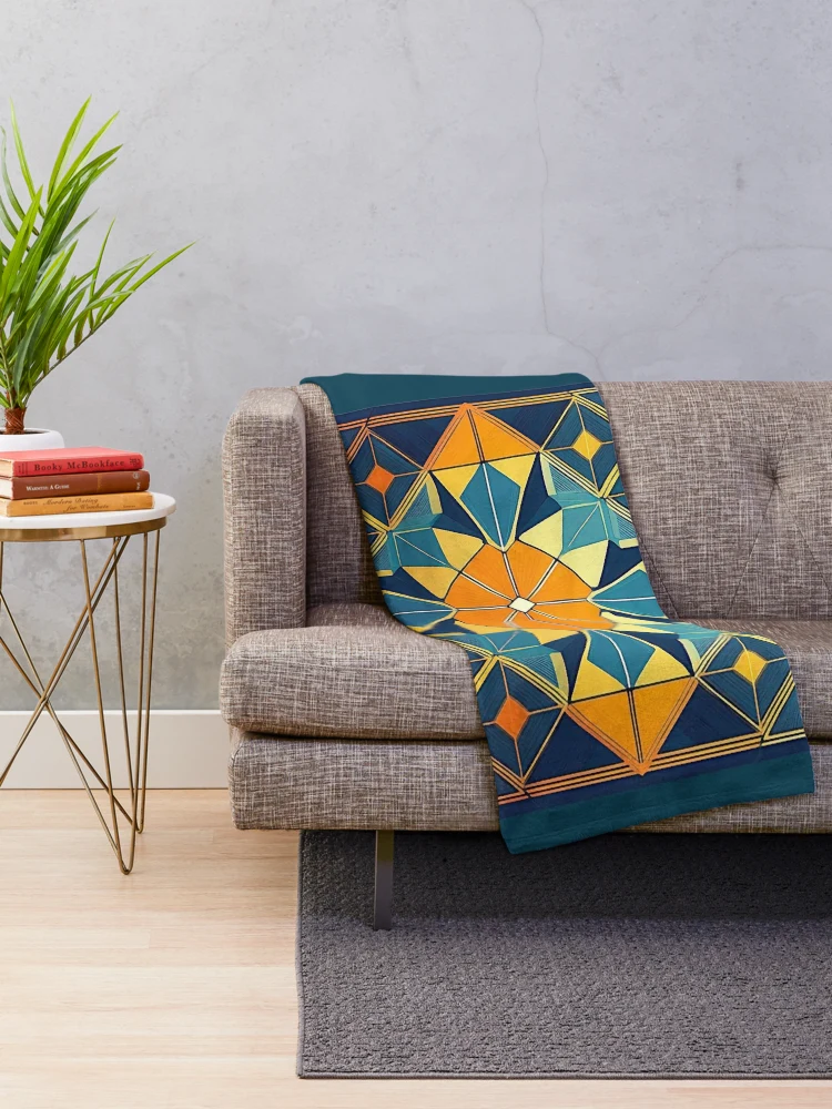 Thumbnail 2 of 6, Throw Blanket, Geometric Pattern designed and sold by ViaARTfactory.