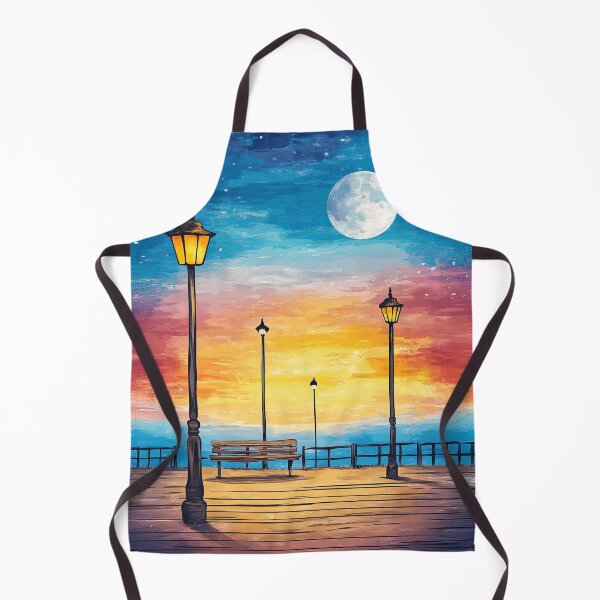 Item preview, Seaside Twilight Watch - Moon and Lampposts Art designed and sold by TheSillySartor.