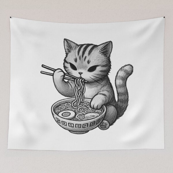Aperçu de l'œuvre Chat Ramen 18 créée et vendue par S.Lindsay Designs.