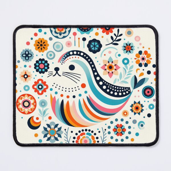 Item preview, Scandinavian Folk Art Rainbow Animals - Sealion by heidiannemorris designed and sold by FOLK ART FUSION by heidiannemorris.
