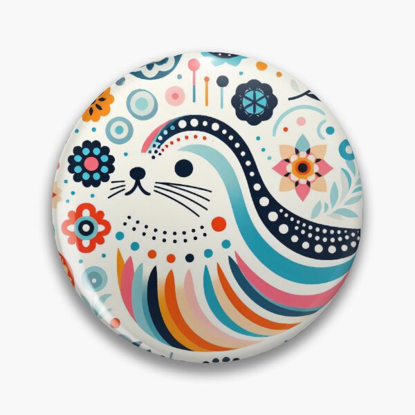 Item preview, Scandinavian Folk Art Rainbow Animals - Sealion by heidiannemorris designed and sold by FOLK ART FUSION by heidiannemorris.