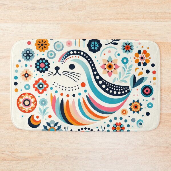 Item preview, Scandinavian Folk Art Rainbow Animals - Sealion by heidiannemorris designed and sold by FOLK ART FUSION.