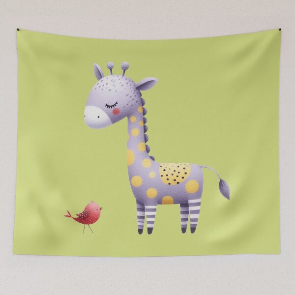 Item preview, A whimsical illustration of happy giraffe designed and sold by Beyondnote-Art.