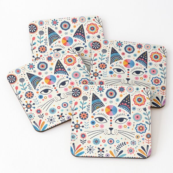 Item preview, Scandinavian Folk Art Rainbow Animals - Cat by Heidi Anne Morris designed and sold by FOLK ART FUSION.