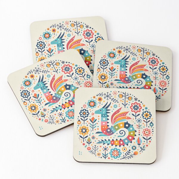 Item preview, Scandinavian Folk Art Rainbow Animals - Dragon by Heidi Anne Morris designed and sold by FOLK ART FUSION.