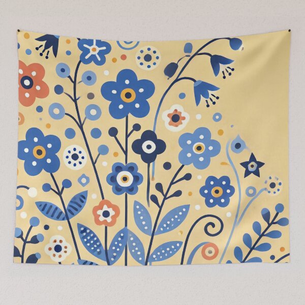 Item preview, Scandinavian Folk Art Flowers - Forget-me-not by heidiannemorris designed and sold by FOLK ART FUSION by heidiannemorris.