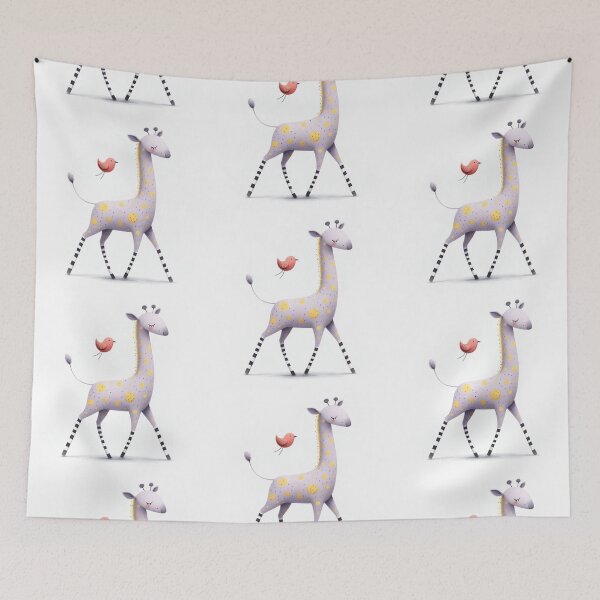 Item preview, A whimsical illustration of happy giraffe designed and sold by Beyondnote-Art.