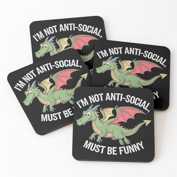 Item preview, Funny Dragon Saying “I’m Not Anti-Social” Cartoon Design designed and sold by love3617.