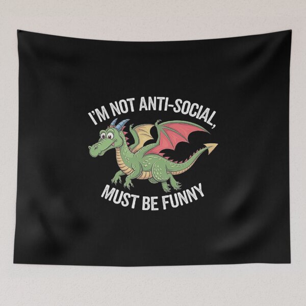 Item preview, Funny Dragon Saying “I’m Not Anti-Social” Cartoon Design designed and sold by love3617.