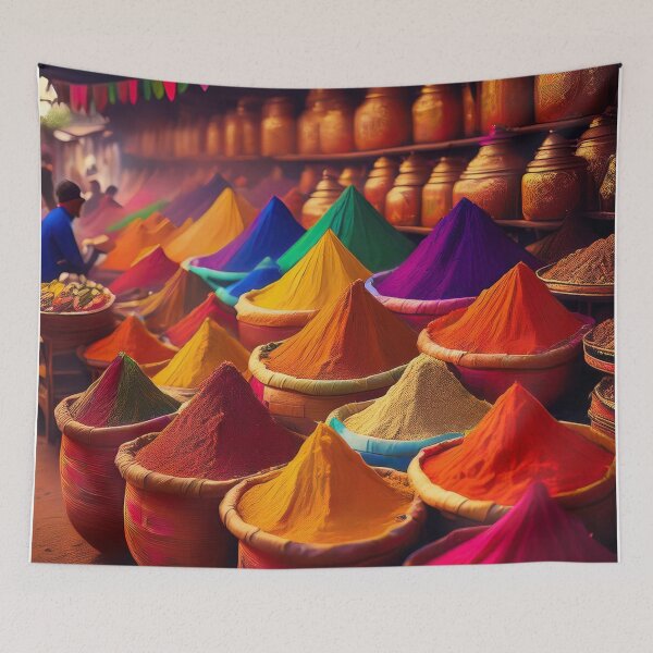Item preview, Colourful Spice Market - Vibrant Basket Display designed and sold by RaiyaTees.