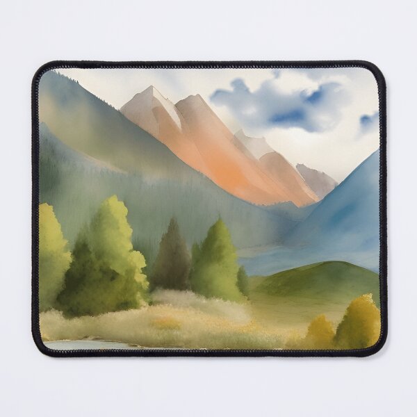 Item preview, Mountains in Summer Landscape Watercolor Painting | Watercolor Landscape | Watercolor Art | Watercolor Scenery designed and sold by UnhingedBird.
