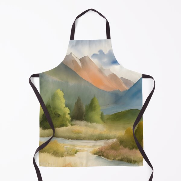 Item preview, Mountains in Summer Landscape Watercolor Painting | Watercolor Landscape | Watercolor Art | Watercolor Scenery designed and sold by UnhingedBird.