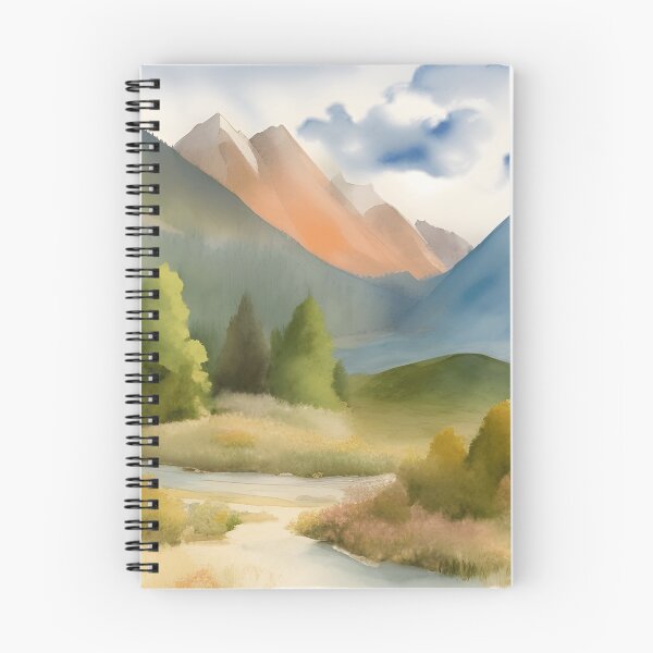 Item preview, Mountains in Summer Landscape Watercolor Painting | Watercolor Landscape | Watercolor Art | Watercolor Scenery designed and sold by UnhingedBird.