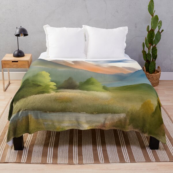 Item preview, Mountains in Summer Landscape Watercolor Painting | Watercolor Landscape | Watercolor Art | Watercolor Scenery designed and sold by UnhingedBird.