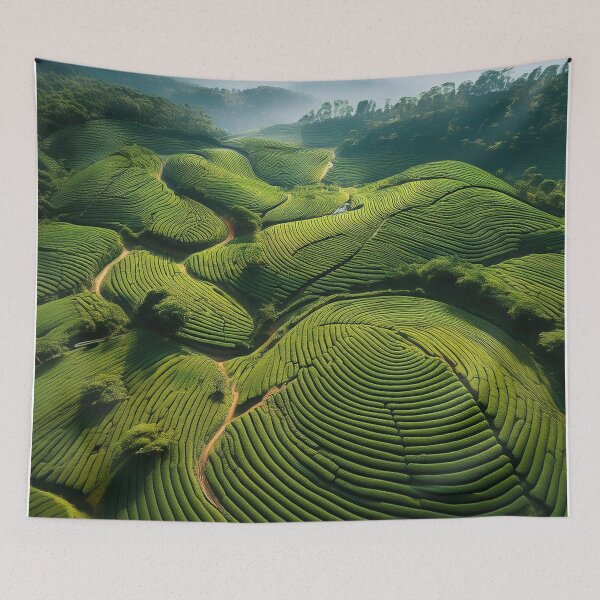 Item preview, Rolling Tea Plantations - Aerial View of Verdant Fields designed and sold by RaiyaTees.
