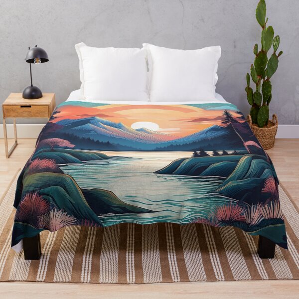 Item preview, Majestic Mountain Sunset with Serene River Landscape designed and sold by RaiyaTees.