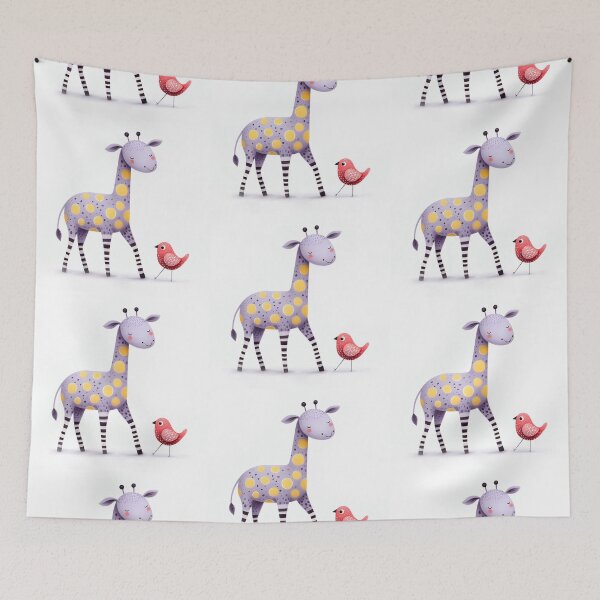 Item preview, A whimsical illustration of happy giraffe designed and sold by Beyondnote-Art.