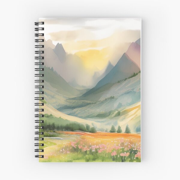 Item preview, Mountains in Spring Landscape Watercolor Painting | Watercolor Landscape | Watercolor Art | Watercolor Scenery designed and sold by UnhingedBird.