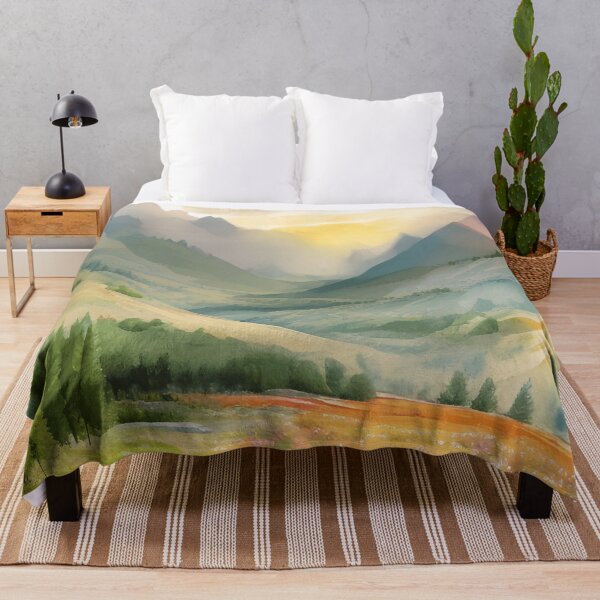 Item preview, Mountains in Spring Landscape Watercolor Painting | Watercolor Landscape | Watercolor Art | Watercolor Scenery designed and sold by UnhingedBird.