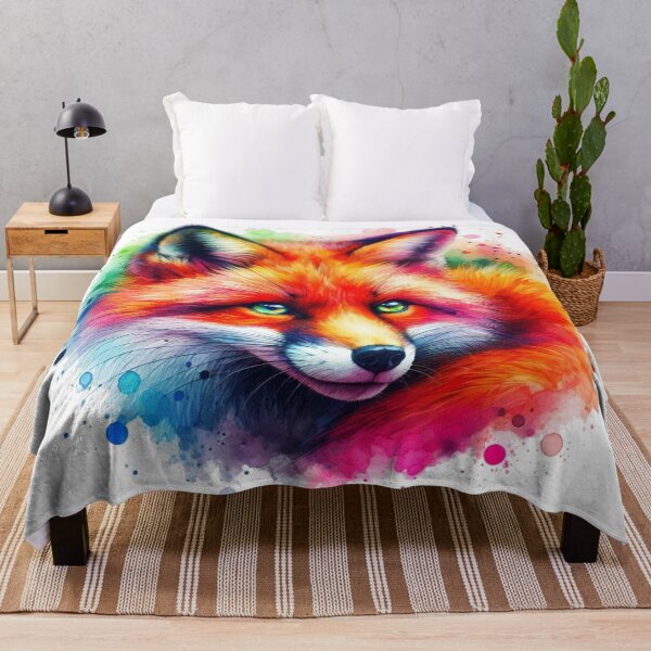 Item preview, Cute Fox Colorful Watercolor Portrait designed and sold by MaedK.