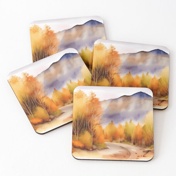 Item preview, Mountains in Autumn Landscape Watercolor Painting | Watercolor Landscape | Watercolor Art | Watercolor Scenery designed and sold by UnhingedBird.