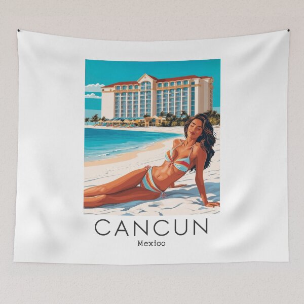 Item preview, A Vintage Travel Poster of Cancun - Mexico designed and sold by GoodOldVintage.