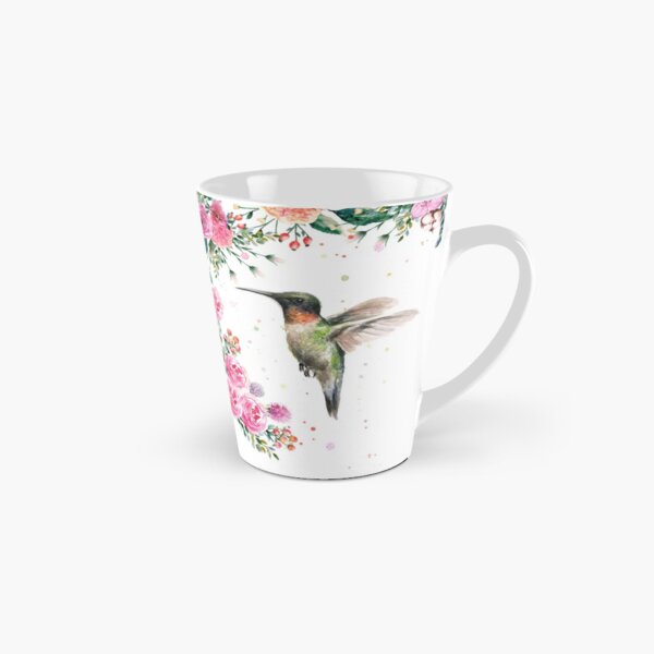 Kolibri und Blumen Aquarell Tasse (konisch)