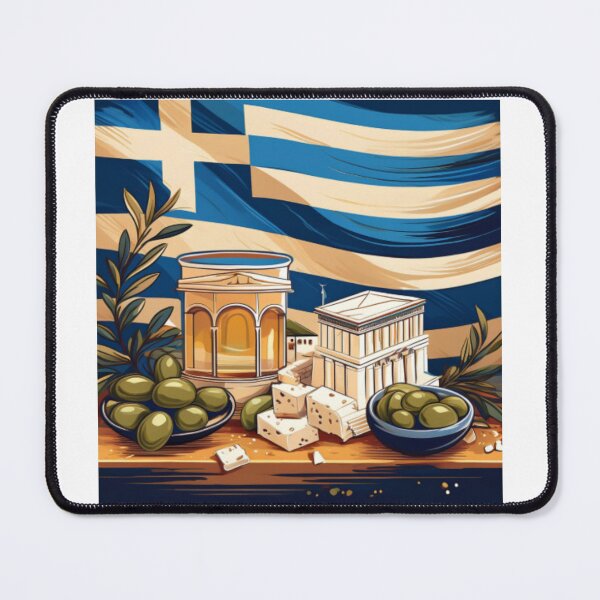 Item preview, Greek Culture Art with Flag, Olives, and Architecture designed and sold by RaiyaTees.