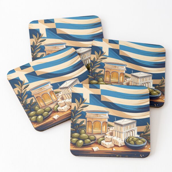 Item preview, Greek Culture Art with Flag, Olives, and Architecture designed and sold by RaiyaTees.