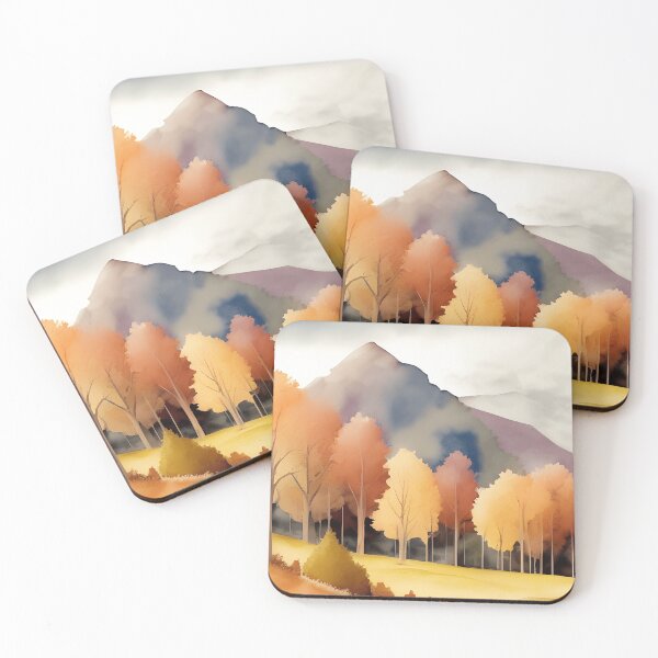 Item preview, Mountains in Autumn Landscape Watercolor Painting | Watercolor Landscape | Watercolor Art | Watercolor Scenery designed and sold by UnhingedBird.