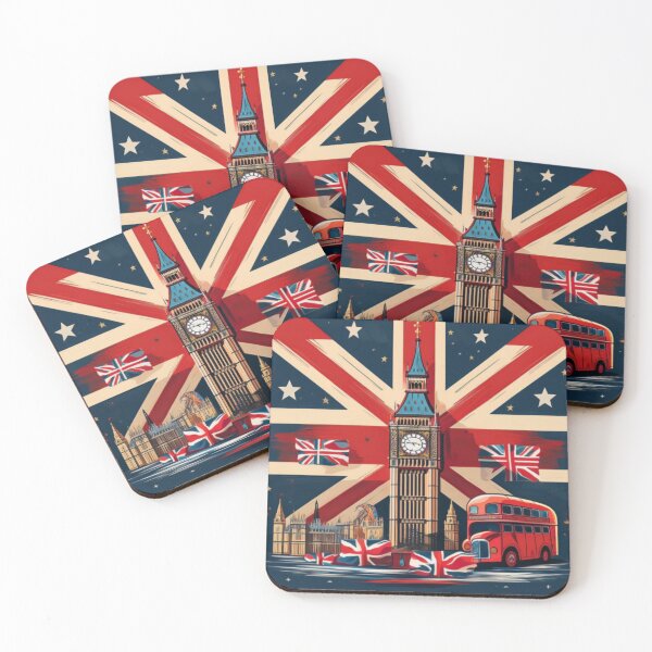 Item preview, Iconic London Scene with Union Jack and Landmarks designed and sold by RaiyaTees.
