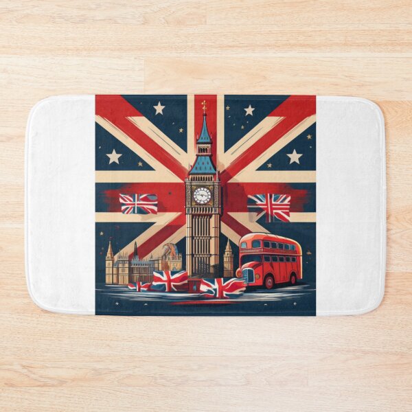 Item preview, Iconic London Scene with Union Jack and Landmarks designed and sold by RaiyaTees.