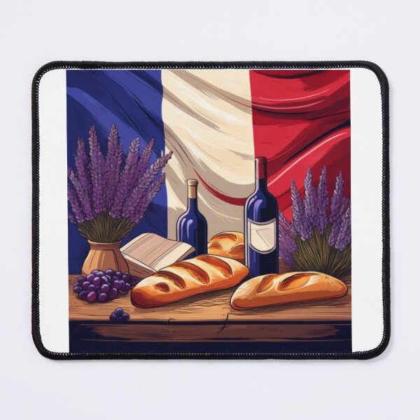 Item preview, French Flag with Bread, Wine, and Lavender designed and sold by RaiyaTees.