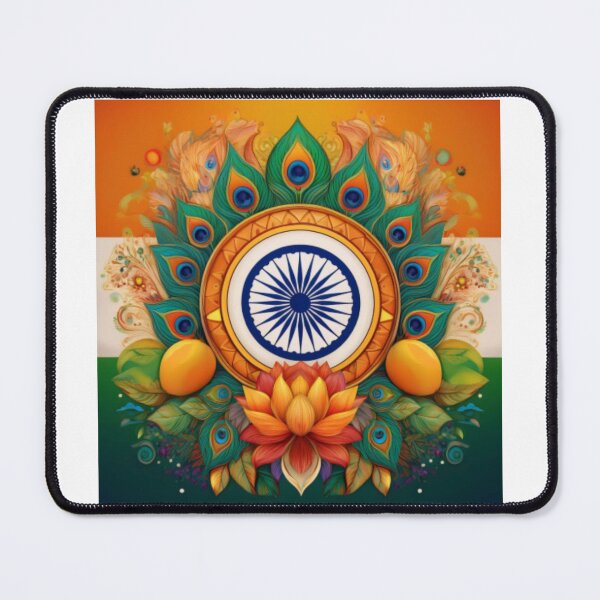 Item preview, Vibrant Indian Flag and Lotus Mandala Design designed and sold by RaiyaTees.